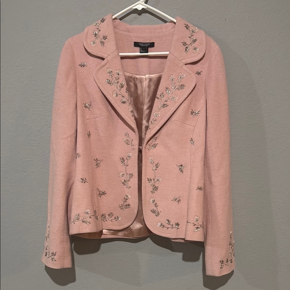 Vintage y2k Karen Kane Pink Blazer with Metallic Embellishments Sz large